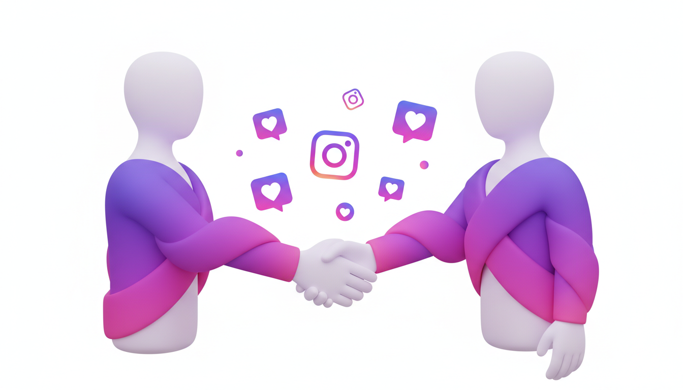 Dois criadores fazendo Collab no Instagram com perfis conectados