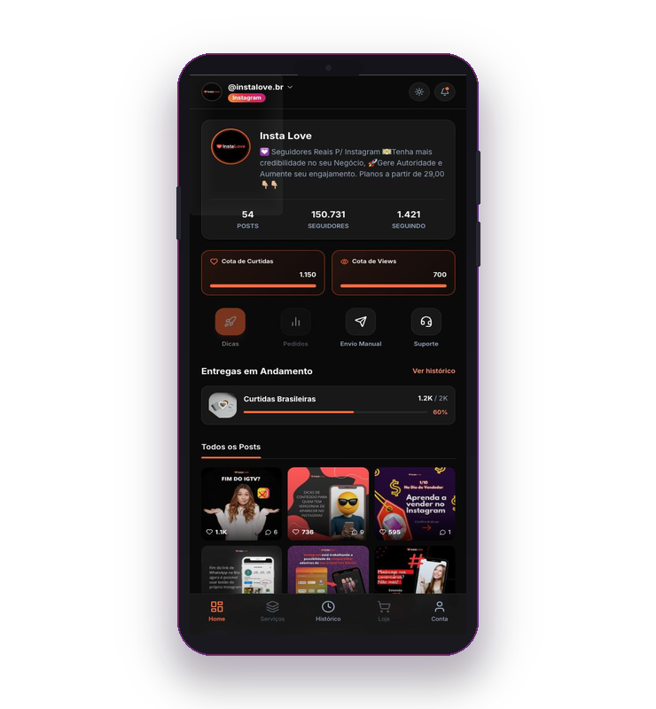 Painel do cliente Agenciagram
